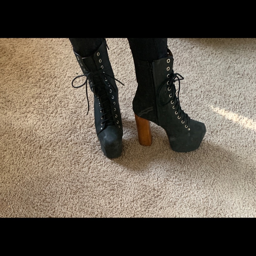 Jeffrey Campbell Black Tall High Lita Boots 8.5 - Picture 4 of 8